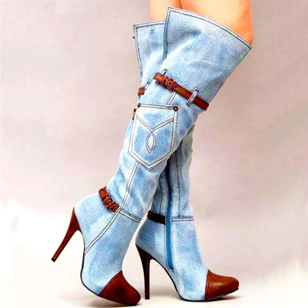 Brand Name: NoEnName_Null Boot Type: Modern Boots

Shaft Material: Denim